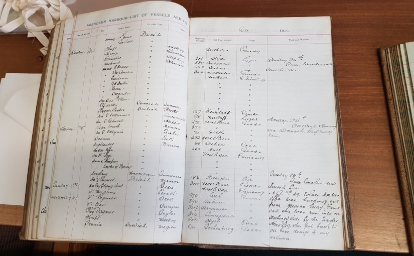Aberdeen Harbour Arrivals register 1916