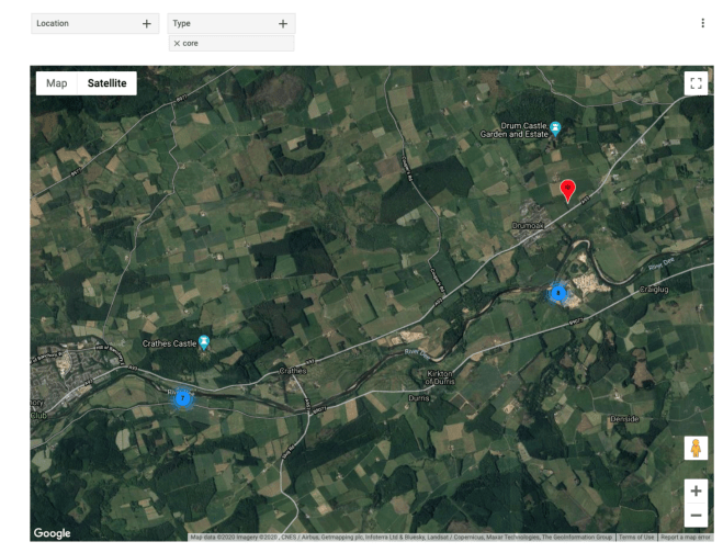 Example of data being filtered by flint type